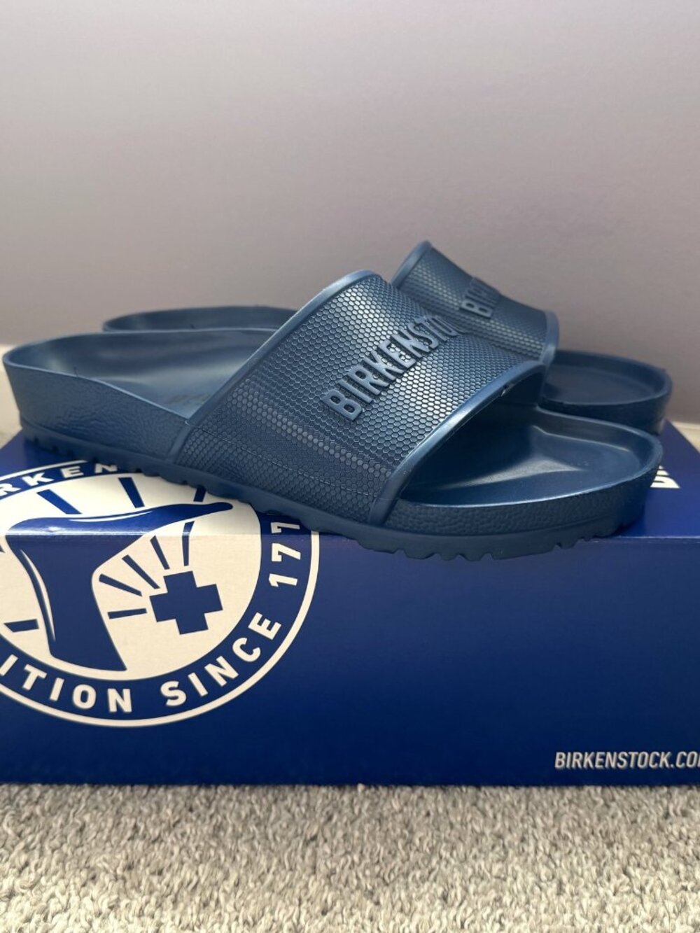 Birkenstock Barbados EVA Slides Men's 10 EU 43 Navy NWT